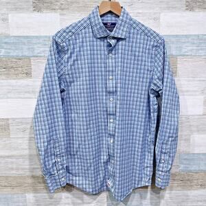 Vineyard Vines Classic Fit Cooper Shirt Blue Plaid Spread Collar Mens Medium